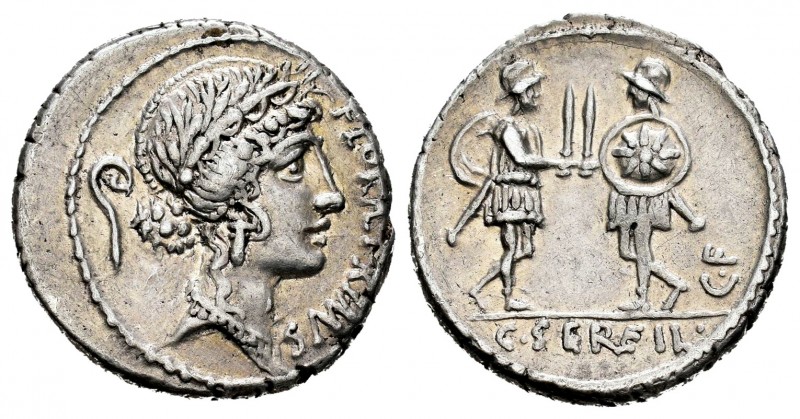 Servilia. Denario. 57 a.C. Roma. (Ffc-1123). (Craw-423/1). Anv.: Cabeza laureada...