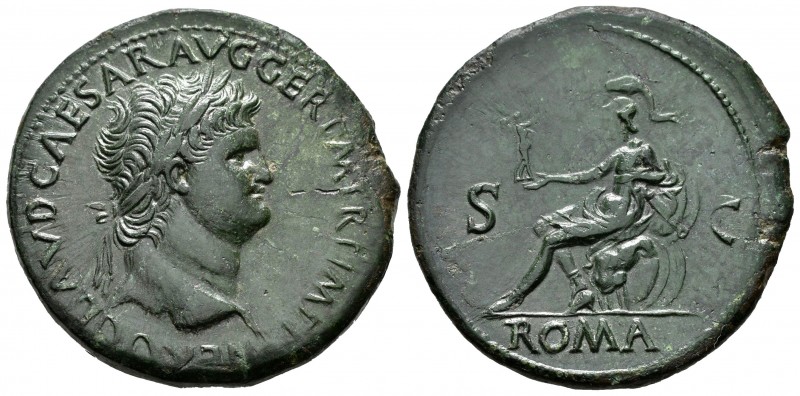 Nerón. Sestercio. 65 d.C. Roma. (Ric-273 var. (aegis)). Anv.: NERO CLAVD CAESAR ...