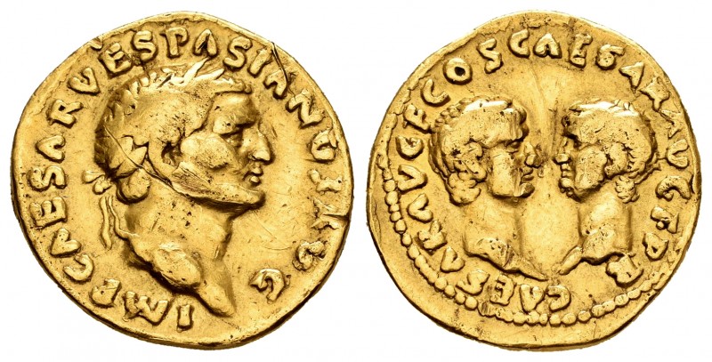 Vespasiano. Áureo. 69-71 d.C. ¿Tarraco?. (Ric-1301). (Cal-715). (Ch-4). Anv.: IM...
