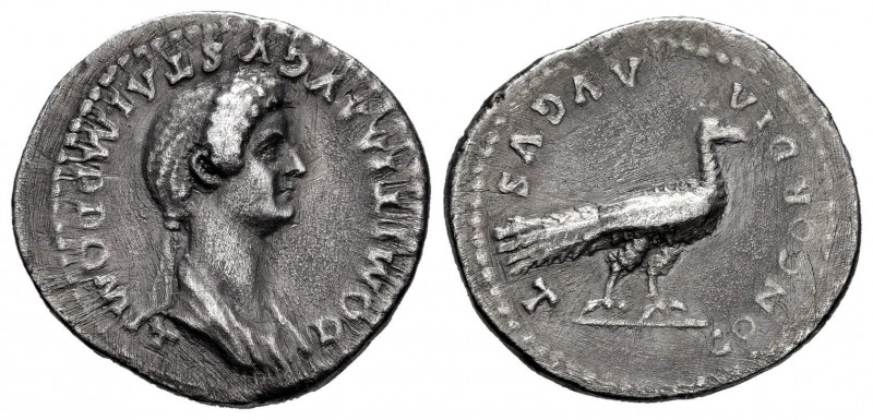 Domitia. Denario. 82-83 d.C. Roma. (Ric-151). (Ch-2). Anv.: DOMITIA AVGVSTA IMP ...