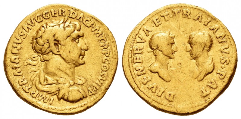 Trajano. Áureo. 112-113 d.C. Roma. (Ric-726). (Cal-1138). (Ch-1). Anv.: IMP TRAI...