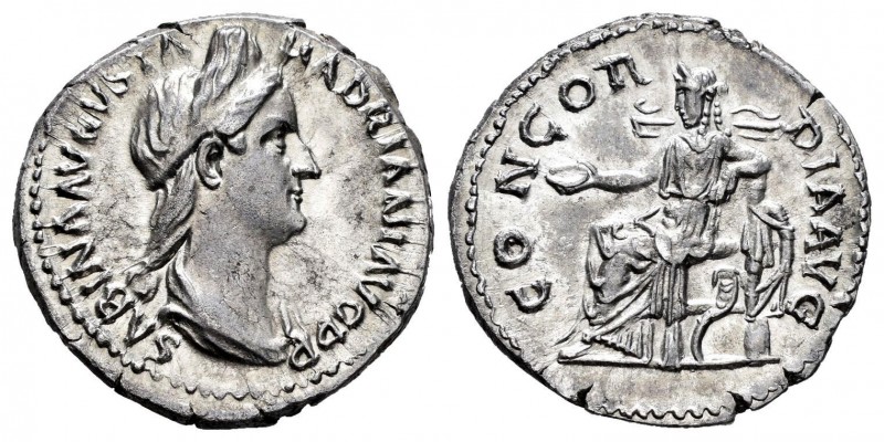 Sabina. Denario. 129 d.C. Roma. (Spink-3919). (Ric-398). Anv.: SABINA AVGVSTA HA...