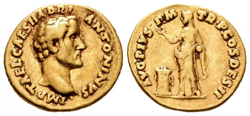 Antonino Pío. Áureo. 138 d.C. Roma. (Ric-14a). (Cal-1475). Anv.: IMP T AEL CAES ...