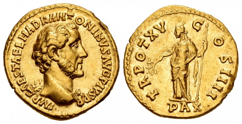 Antonino Pío. Áureo. 151-152 d.C. Roma. (Ric-216b). (Ch-586). (Cal-1591). Anv.: ...