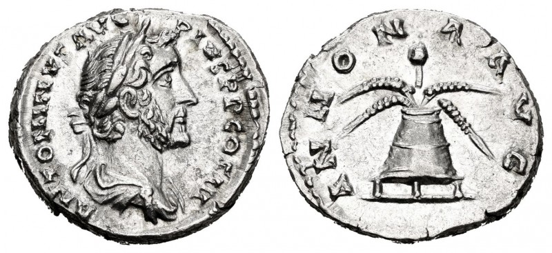 Antonino Pío. Denario. 144 d.C. Roma. (Ric-62a). (Seaby-33). Rev.: ANNONA AVG. M...