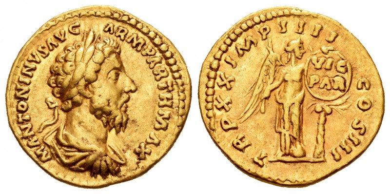 Marco Aurelio. Áureo. 166 d.C. Roma. (Ric-160). (Cal-1992). Anv.: ANTONINVS AVG ...