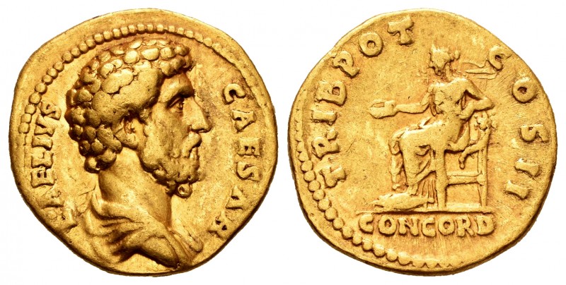 Aelio. Áureo. 137 d.C. Roma. (Ric-443). (Cal-1443). (Ch-9). Anv.: L•AELIVS CAESA...