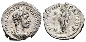 Eliogábalo. Denario. 221 d.C. Roma. (Ric-42). (Spink-7534). Anv.: Busto laureado y drapeado de Eliogábalo a derecha. Rev.: P M TR P IIII COS III P P. ...