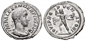 Alejandro Severo. Denario. 232 d.C. Roma. (Spink-7871). (Ric-239). (Seaby-84). Rev.: IOVI PROPUGNATORI. Júpiter avanzando de frente, con la cabeza a d...