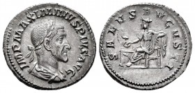 Maximino I. Denario. 235-236 d.C. Roma. (Spink-8316). (Ric-14). (Seaby-85). Anv.: IMP MAXIMINVS PIVS AVG. Busto laureado y acorazado de Maximino a der...