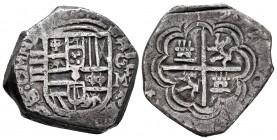 Felipe II (1556-1598). 4 reales. (159)7. Granada. M. (Cal 2008-306, mismo ejemplar). (Cal 2019-493). Ag. 13,44 g. Mismo ejemplar que Calicó 2008. Tipo...