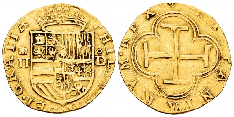 Felipe II (1556-1598). 2 escudos. Segovia. D. (Cal 2008-53). (Cal 2019-821). (Ta...