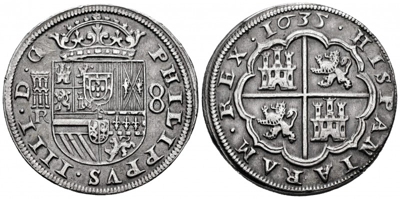 Felipe IV (1621-1665). 8 reales. 1635. Segovia. R. (Cal 2019-1608). Ag. 26,98 g....