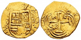 Felipe IV (1621-1665). 2 escudos. Santa Fe de Nuevo Reino. R. (Cal 2008-Tipo 36). (Cal 2019-Tipo 386). (Tauler-151 similar). Au. 6,72 g. Valor y ensay...