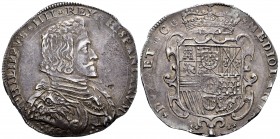 Felipe IV (1621-1665). 1 ducatón. 1657. Milán. (Vti-15). (Mir-364/2). (Dav-4003). Ag. 27,93 g. Preciosa pátina. EBC. Est...500,00. // ENGLISH: Philip ...