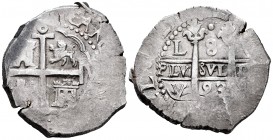 Carlos II (1665-1700). 8 reales. 1693. Lima. V. (Cal 2008-236). (Cal 2019-598). Ag. 27,36 g. Nombre del rey parcialmente visible. Buen ejemplar. EBC-....