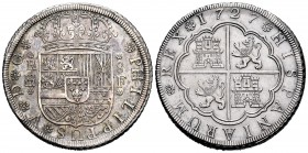 Felipe V (1700-1746). 8 reales. 1727. Segovia. (Cal 2019-1596). Ag. 26,89 g. Ceca a la izquierda del escudo superada de la abreviatura de real, entre ...