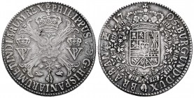 Felipe V (1700-1746). 1 patagón. 1705. Amberes. (Vti-73). (Vanhoudt-738.AN). (Dav-1709). Ag. 28,01 g. Rara. MBC+. Est...600,00. // ENGLISH: Philip V (...