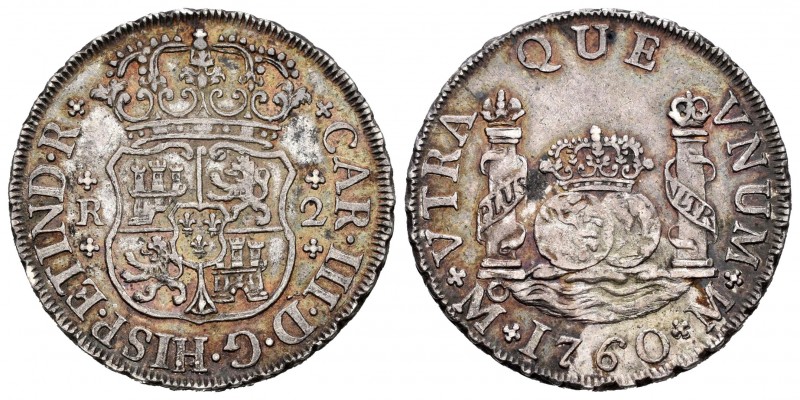 Fernando VI (1746-1759). 2 reales. 1760. México. M. (Cal 2019-641). Ag. 6,75 g. ...
