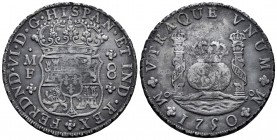 Fernando VI (1746-1759). 8 reales. 1750. México. MF. (Cal 2019-474). Ag. 27,03 g. Oxidaciones superficiales. MBC. Est...200,00. // ENGLISH: Ferdinand ...