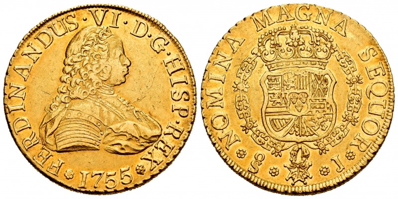 Fernando VI (1746-1759). 8 escudos. 1755. Santiago. J. (Cal 2019-830). (Cal onza...