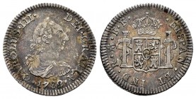 Carlos III (1759-1788). 1/2 real. 1782. México. FF. (Cal 2019-209). Ag. 1,73 g. MBC+. Est...150,00. // ENGLISH: Charles III (1759-1788). 1/2 real. 178...