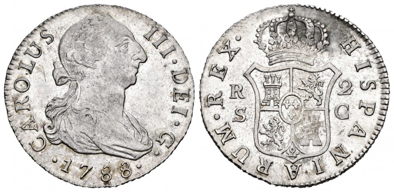 Carlos III (1759-1788). 2 reales. 1788. Sevilla. C. (Cal 2019-790). Ag. 5,92 g. ...