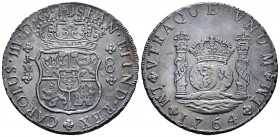 Carlos III (1759-1788). 8 reales. 1764. Lima. JM. (Cal 2019-1064). Ag. 26,64 g. Punto sobre las dos LMA. Oxidaciones superficiales en anverso. EBC-. E...