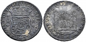 Carlos III (1759-1788). 8 reales. 1768. Lima. JM. (Cal 2019-1028). Ag. 26,49 g. Punto sobre la primera LMA. Pátina negra. EBC-. Est...300,00. // ENGLI...
