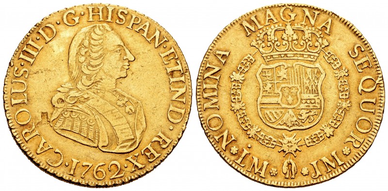 Carlos III (1759-1788). 8 escudos. 1762. Lima. JM. (Cal 2019-1914). (Cal onza-67...