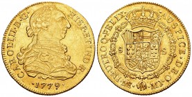 Carlos III (1759-1788). 8 escudos. 1779. Lima. MJ. (Cal 2019-1940). (Cal onza-703). Au. 27,05 g. Brillo original. EBC. Est...1800,00. // ENGLISH: Char...