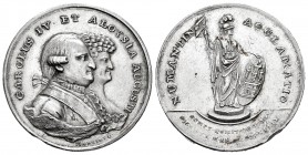 Carlos IV (1788-1808). Medalla de proclamación. 1789. Soria. (V-105). (H-101). (Vq-13153). Ag. 11,65 g. Grabador: Martínez. Golpe en el canto. 29 mm. ...