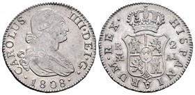 Carlos IV (1788-1808). 2 reales. 1808. Madrid. AI. (Cal 2008-980). Ae. 5,88 g. Mínima hojita en reverso. EBC-. Est...120,00. // ENGLISH: Charles IV (1...