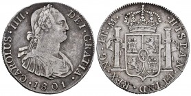 Carlos IV (1788-1808). 4 reales. 1801. Guatemala. M. (Cal 2019-742). Ag. 13,34 g. Escasa. MBC. Est...150,00. // ENGLISH: Charles IV (1788-1808). 4 rea...