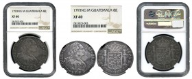 Carlos IV (1788-1808). 8 reales. 1793. Guatemala. M. (Cal 2019-883). Ag. Encapsulada por NGC como XF 40. Muy escasa. Est...300,00. // ENGLISH: Charles...