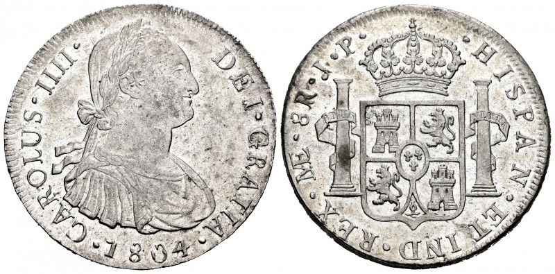 Carlos IV (1788-1808). 8 reales. 1804. Lima. JP. (Cal 2019-924). Ag. 26,81 g. Br...