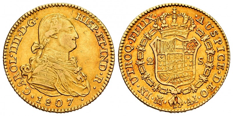 Carlos IV (1788-1808). 2 escudos. 1807. Madrid. AI. (Cal 2019-1318). Au. 6,74 g....