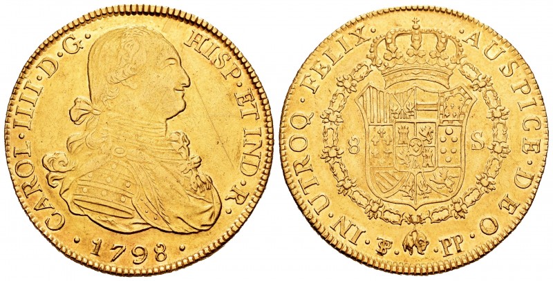 Carlos IV (1788-1808). 8 escudos. 1798. Potosí. PP. (Cal 2019-1704). Au. 26,96 g...