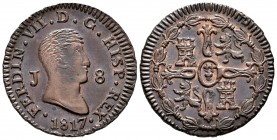 Fernando VII (1808-1833). 8 maravedís. 1817. Jubia. (Cal 2019-196). Ae. 10,29 g. EBC. Est...200,00. // ENGLISH: Ferdinand VII (1808-1833). 8 maravedís...