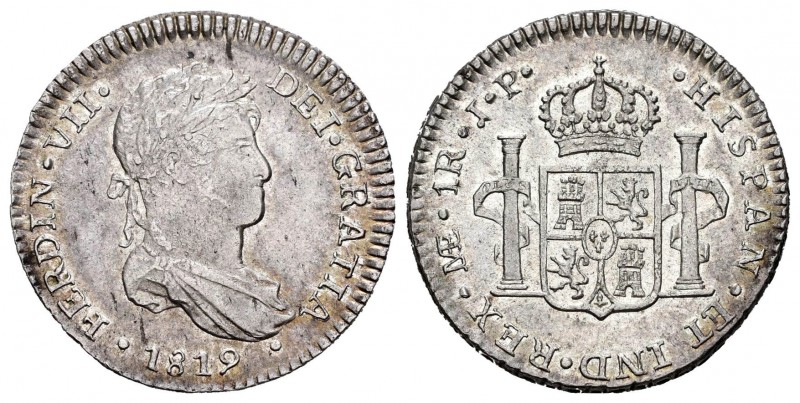 Fernando VII (1808-1833). 1 real. 1819. Lima. JP. (Cal 2019-577). Ag. 3,51 g. Br...