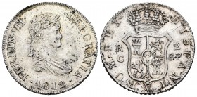 Fernando VII (1808-1833). 2 reales. 1812. Cataluña. SF. (Cal 2008-858). Ag. 5,81 g. Cabeza pequeña. Rayitas. Habituales trazas de plata mal batida, au...