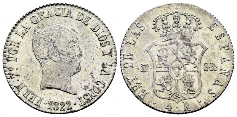 Fernando VII (1808-1833). 4 reales. 1822. Madrid. SR. (Cal 2019). Ag. 5,89 g. Ti...