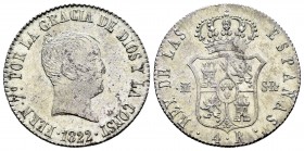 Fernando VII (1808-1833). 4 reales. 1822. Madrid. SR. (Cal 2019). Ag. 5,89 g. Tipo "cabezón". Muy escasa en esta conservación. EBC+. Est...200,00. // ...
