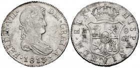 Fernando VII (1808-1833). 8 reales. 1813. Cádiz. CJ. (Cal 2019-1153). Ag. 26,77 g. Oxidaciones en reverso. Escasa. MBC. Est...220,00. // ENGLISH: Ferd...