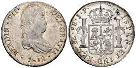Fernando VII (1808-1833). 8 reales. 1812. Lima. JP. (Cal 2019-1244). Ag. 26,47 g. Atractiva. Brillo original y mínimas rayitas en anverso. EBC/EBC+. E...