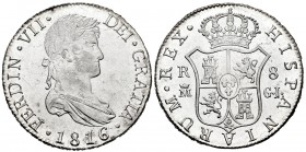 Fernando VII (1808-1833). 8 reales. 1816. Madrid. GJ. (Cal 2019-1270). Ag. 27,15 g. Pleno brillo original. Rara en esta conservación. SC-/SC. Est...70...
