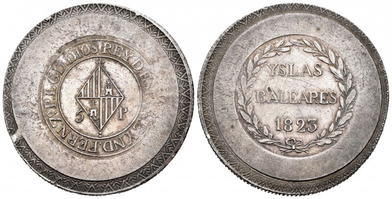 Fernando VII (1808-1833). 5 pesetas. 1823. Mallorca. (Cal 2019-1302). Ag. 27,03 ...