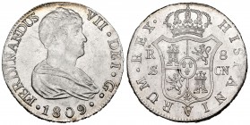 Fernando VII (1808-1833). 8 reales. 1809. Sevilla. CN. (Cal 2008-635). Ag. 26,95 g. Mínimas rayitas de acuñación. Brillo original. EBC+. Est...400,00....