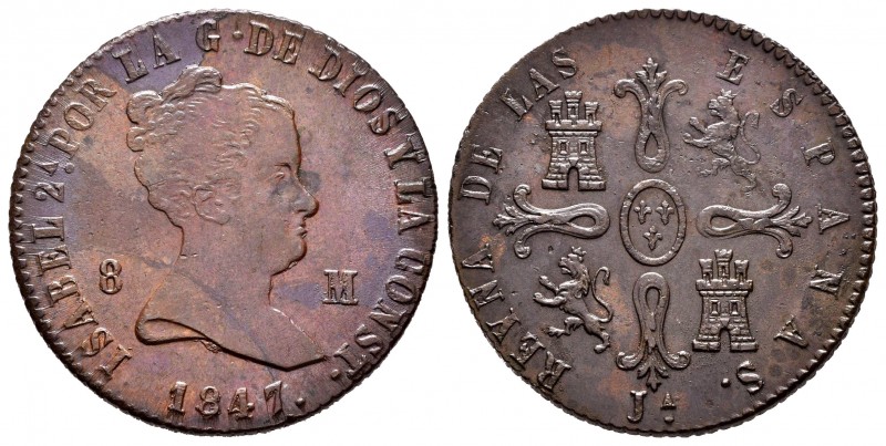 Isabel II (1833-1868). 8 maravedís. 1847. Jubia. (Cal 2008-485). Ae. 11,44 g. EB...
