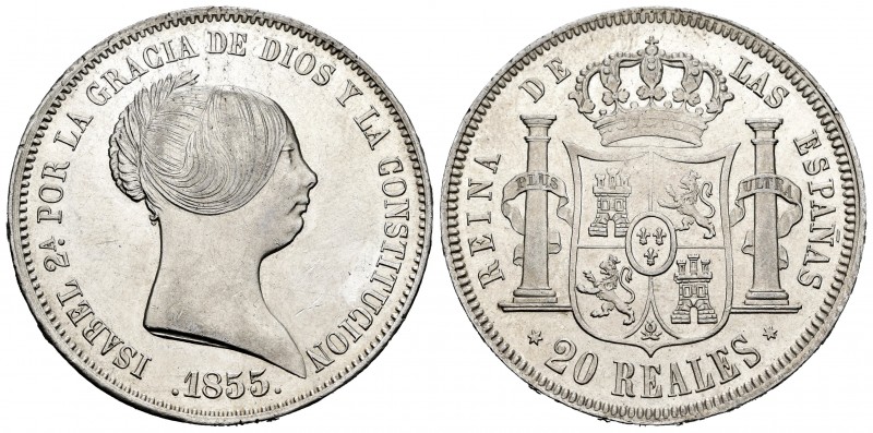 Isabel II (1833-1868). 20 reales. 1855. Madrid. (Cal 2008-175). Ag. 25,72 g. Bue...